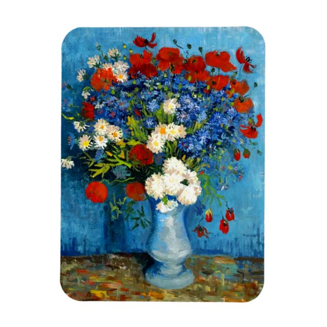 Van Gogh Vase with Cornflowers and Poppies Magnet (Vertical)