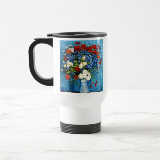 Van Gogh Vase with Cornflowers and Poppies Travel Mug (Left)