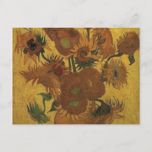 van gogh vase with fifteen sunflowers amsterdam postcard