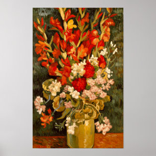 Van Gogh Vase with Gladioli and Carnations  Poster
