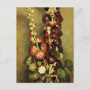 Van Gogh Vase with Hollyhocks, Vintage Fine Art Postcard