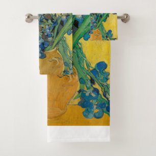 Van Gogh Vase with Irises Classic Impressionism Bath Towel Set