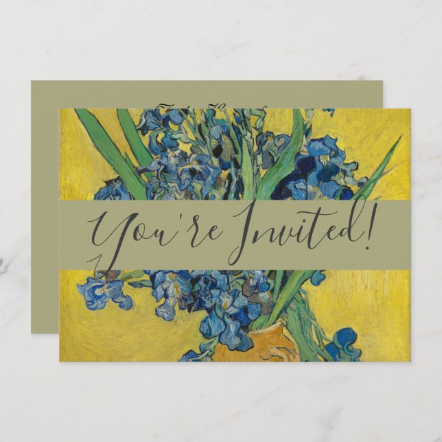 Van Gogh Vase with Irises Classic Impressionism Invitation (Front/Back)