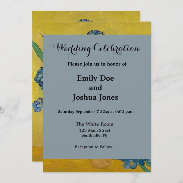 Van Gogh Vase with Irises Classic Impressionism Invitation (Front/Back)