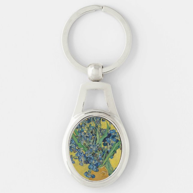 Van Gogh Vase with Irises Classic Impressionism Key Ring (Front)