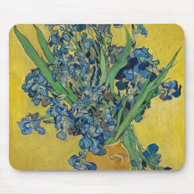 Van Gogh Vase with Irises Classic Impressionism Mouse Mat (Front)