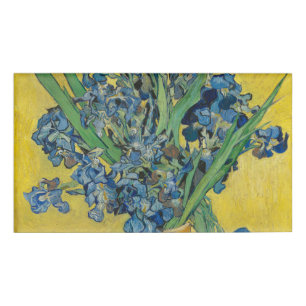 Van Gogh Vase with Irises Classic Impressionism Name Tag