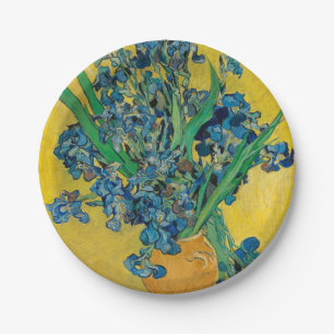 Van Gogh Vase with Irises Classic Impressionism Paper Plate