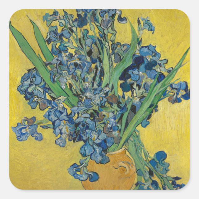 Van Gogh Vase with Irises Classic Impressionism Square Sticker (Front)