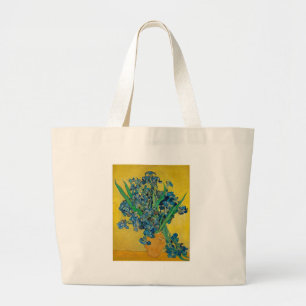 Van Gogh Vase with Irises on Yellow Large Tote Bag