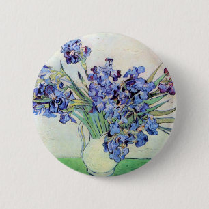 Van Gogh Vase with Irises, Vintage Floral Fine Art 6 Cm Round Badge