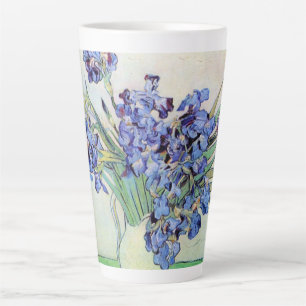 Van Gogh Vase with Irises, Vintage Floral Fine Art Latte Mug