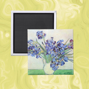 Van Gogh Vase with Irises, Vintage Floral Fine Art Magnet