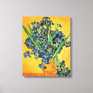 Van Gogh - Vase with Irises Yellow Background Canvas Print
