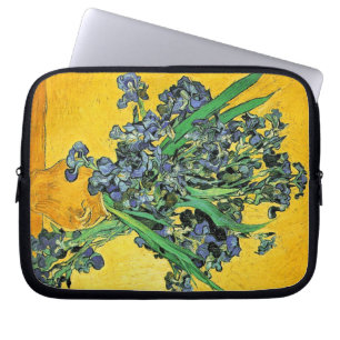 Van Gogh - Vase with Irises Yellow Background Laptop Sleeve