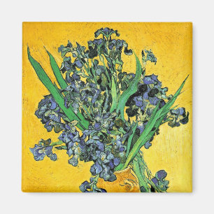 Van Gogh - Vase with Irises Yellow Background Magnet