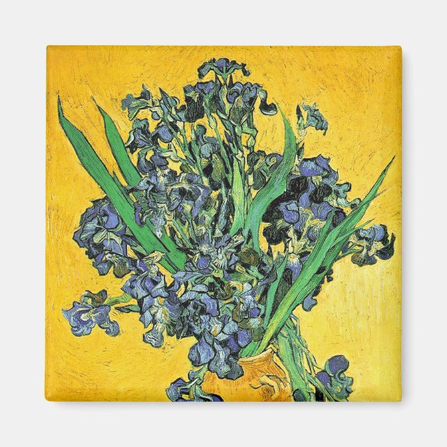 Van Gogh - Vase with Irises Yellow Background Magnet (Front)