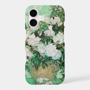 Van Gogh Vase with Pink Roses Floral Painting