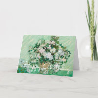Van Gogh Vase with Pink Roses Painting Birthday
