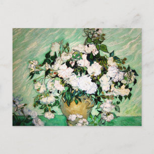 Van Gogh Vase with Pink Roses Postcard