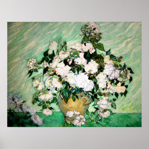 Van Gogh Vase with Pink Roses Poster