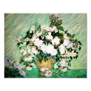 Van Gogh Vase with Pink Roses Print