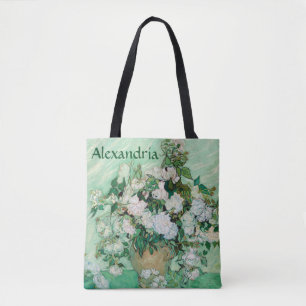 Van Gogh Vase with Pink Roses Vintage Floral Art Tote Bag