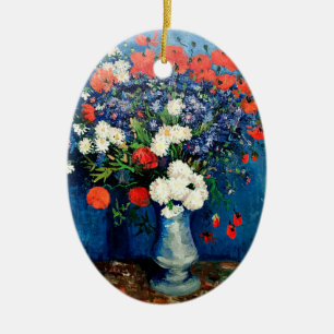 Van Gogh - Vase with Poppies, Ceramic Tree Decoration
