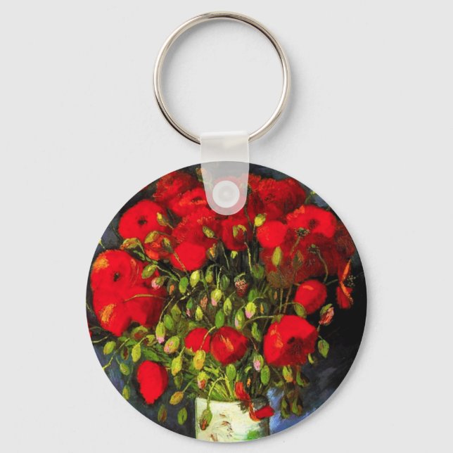 Van Gogh Vase With Red Poppies Key Chain (Front)