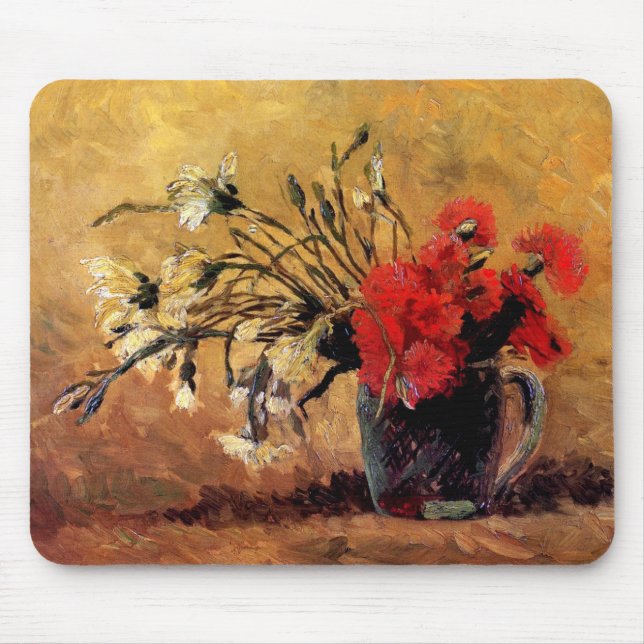 Van Gogh - Vase With Red & White Carnations Mouse Mat (Front)