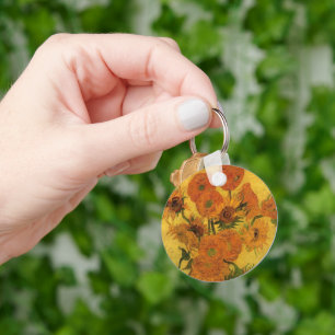 Van Gogh Vase with Sunflowers, Fine Art Flowers Key Ring