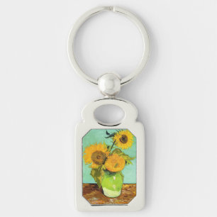 Van Gogh, Vase with Three Sunflowers Key Ring
