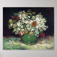 Van Gogh - Vase with Zinnias and Other Flowers