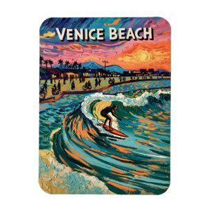 Van Gogh Venice Beach Surf California Retro Travel Magnet