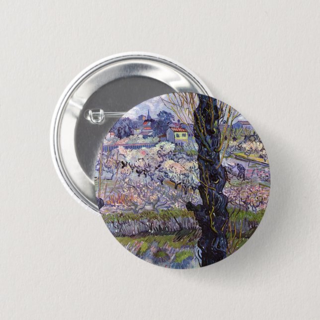 Van Gogh View Arles Flowering Garden 6 Cm Round Badge (Front & Back)