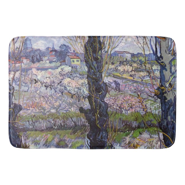 Van Gogh View Arles Flowering Garden Bath Mat (Front)