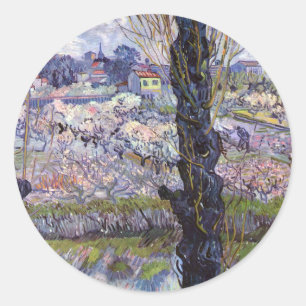 Van Gogh View Arles Flowering Garden Classic Round Sticker