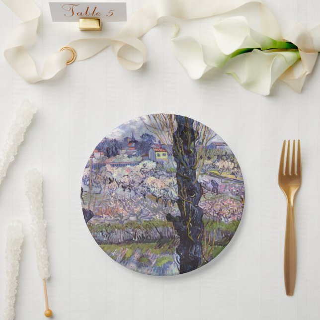 Van Gogh View Arles Flowering Garden Paper Plate (Wedding)
