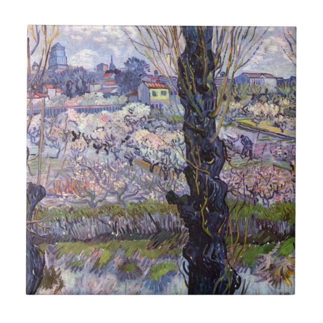 Van Gogh View Arles Flowering Garden Tile (Front)