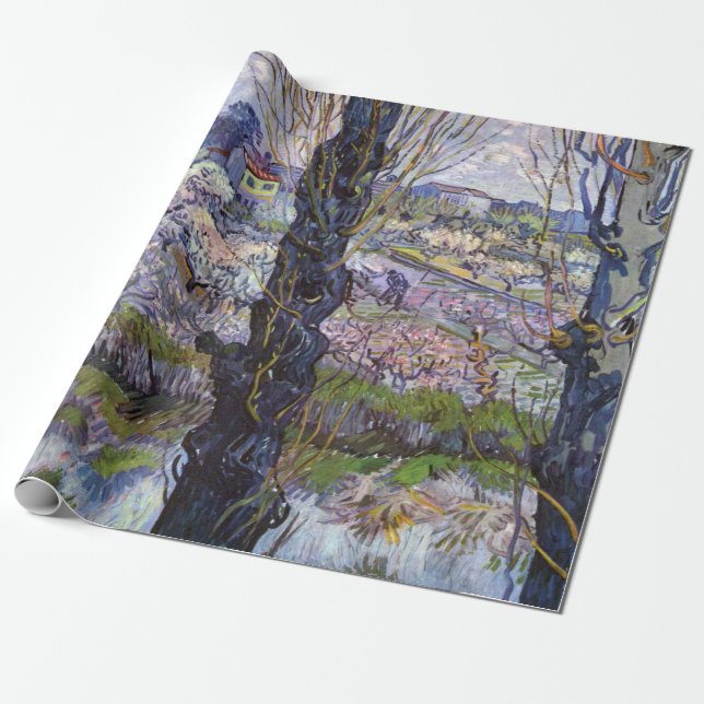 Van Gogh View Arles Flowering Garden Wrapping Paper (Unrolled)