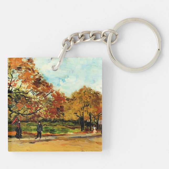 Van Gogh - View of a Park in Paris Key Ring (Back)