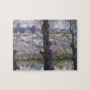 Van Gogh View of Arles Flowering Orchards Art Jigsaw Puzzle
