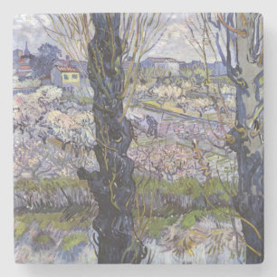 Van Gogh View of Arles Flowering Orchards Art Stone Coaster