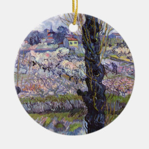 Van Gogh View of Arles Flowering Orchards Ceramic Tree Decoration