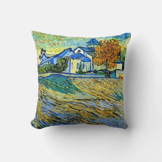 Van Gogh - View of the Church of Saint Paul Cushion (Front)