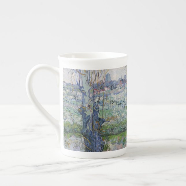 Van Gogh Views of Arles Flowering Orchards Bone China Mug (Left)