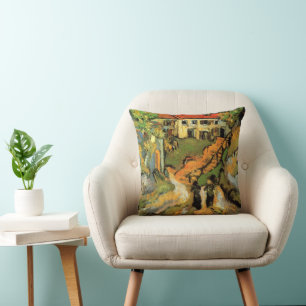 Van Gogh Village Street and Steps Auvers, Figures Cushion