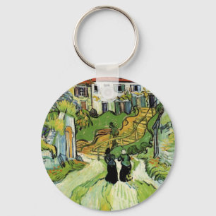 Van Gogh Village Street and Steps Auvers, Figures Key Ring