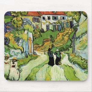 Van Gogh Village Street and Steps Auvers, Figures Mouse Mat
