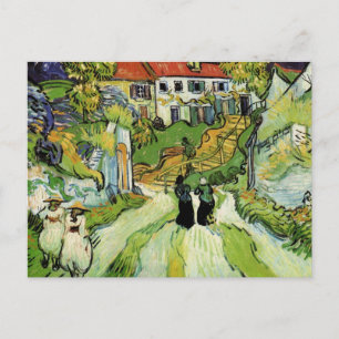 Van Gogh Village Street and Steps Auvers w Figures Postcard